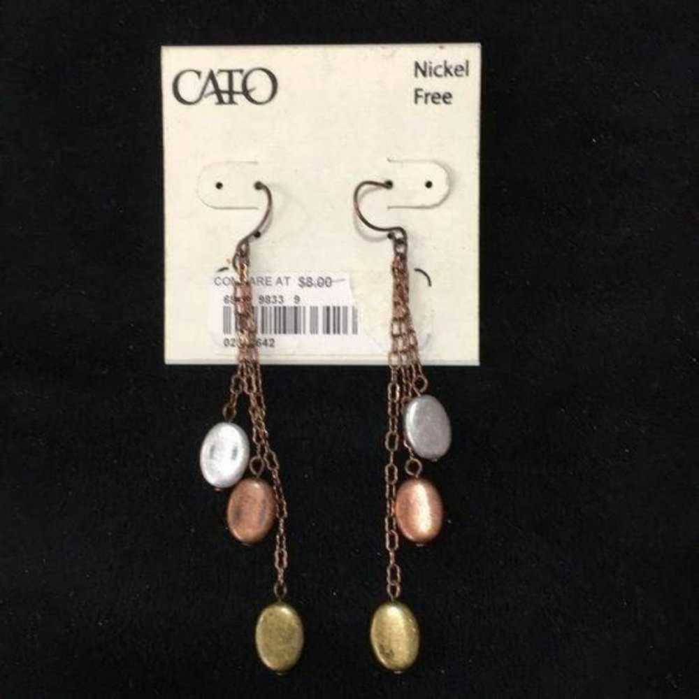 Cato‎ nickel free dangle triple strand earring